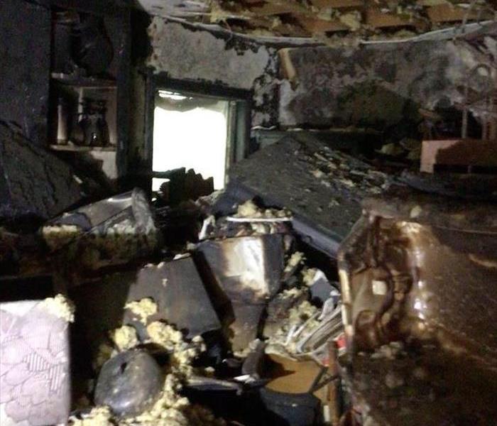 This kitchen was destroyed by fire.